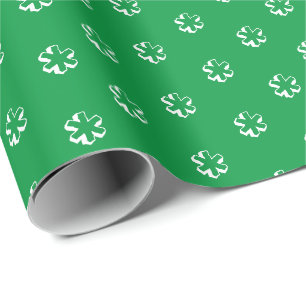 Papel De Presente Férias estrelas flocos de neve verdes e brancas mo
