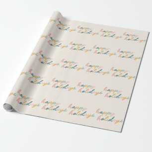 Papel De Presente Férias Felizes com Letra de Estilo Vintage e Paste