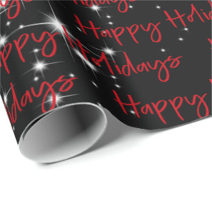 Papel De Presente Férias Felizes em Preto