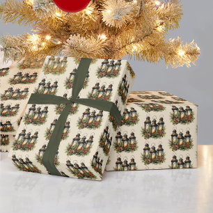 Papel De Presente Férias Felizes Lanternas de Inverno