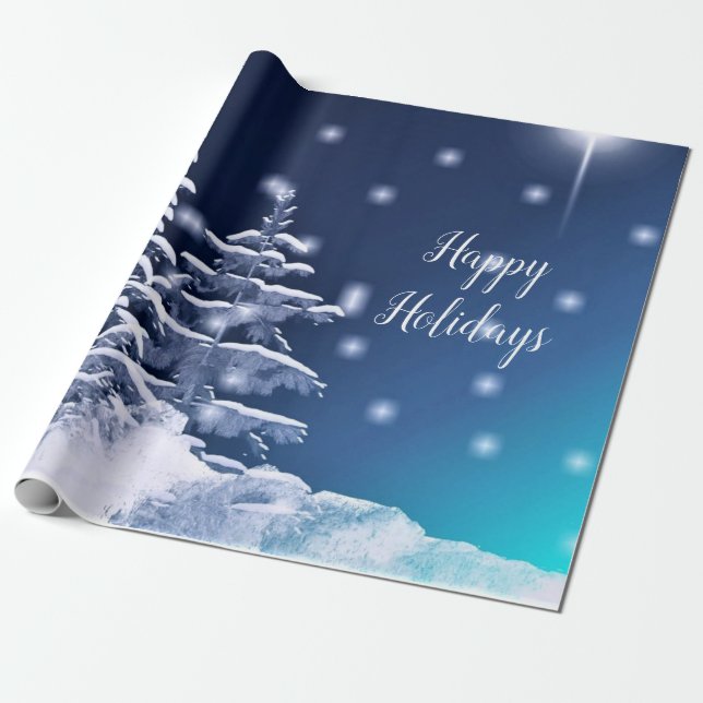 Papel De Presente Férias Felizes Natal Terra de Encantamento de Inve (Desenrolado)