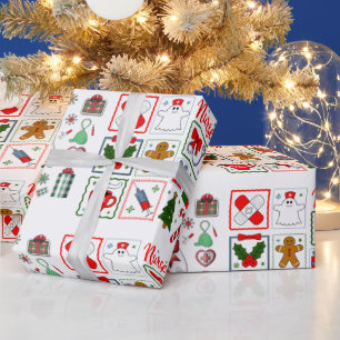 Papel De Presente Férias Médicas com Estetoscópio Natal Enfermeira