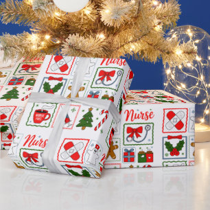 Papel De Presente Férias Médicas com Estetoscópio Natal Enfermeira