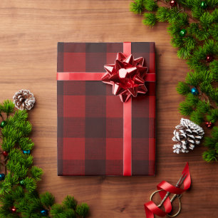 Papel De Presente Férias Natalino rustico inverno xadrez vermelho