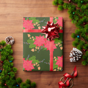 Papel De Presente Férias Poinsettias