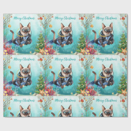 Papel De Presente Férias Subaquáticas do Gato Scuba Feliz Natal