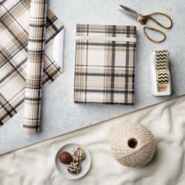 Papel De Presente Férias Xadrez Monocromático Elegante