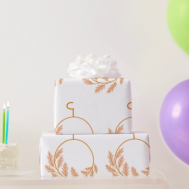 Papel De Presente Ferida Botânica Minimalista Neutra Moderna (Criador carregado)