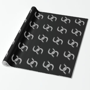 Papel De Presente Ferraduras em preto