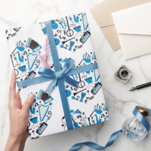 Papel De Presente Ferramenta Coração de Instrumento Musical