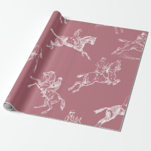 Papel De Presente Ferramenta de Anel de Cavalo Dourado do Rosa Moder