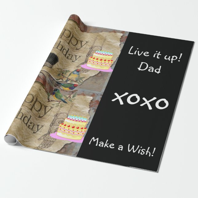 Papel De Presente Ferramentas de Construção de Papel Feliz Aniversár (Desenrolado)