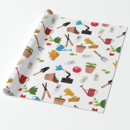 Papel De Presente Ferramentas de jardinagem Plantas Padrão de jardin