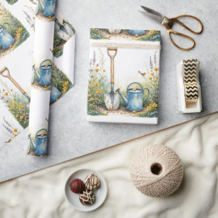 Papel De Presente Ferramentas do Jardineiro do Estilo de Aquarela