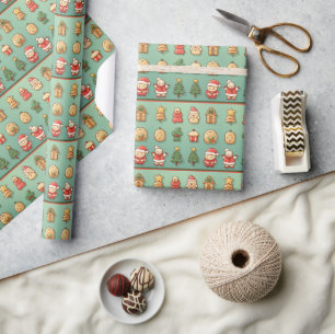 Papel De Presente FesNatal Festivo Cookie Gift Wrap