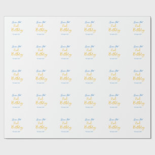 Papel De Presente fest 2º aniversário nome data amarelo azul boho cr