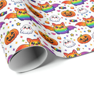 Papel De Presente 🎃🌈 Festa Assustadora Arco-Íris
