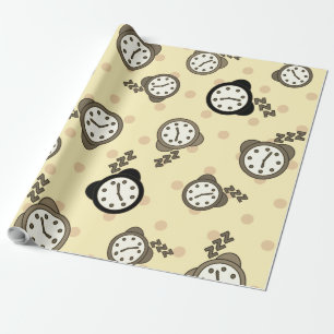 Papel De Presente Festa bege de relógios adoráveis