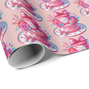 Papel De Presente Festa com chá de fraldas de bolo de garotas bonita