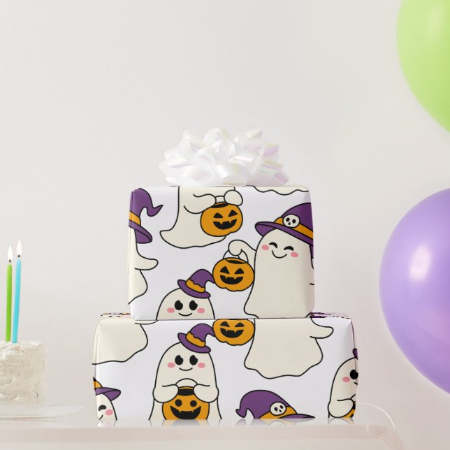 Papel De Presente festa com halloweens (Presentes para festas)