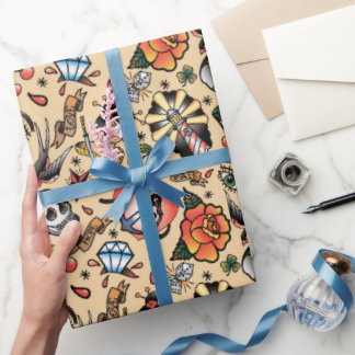 Papel De Presente Festa com roupa e amantes da tatuagem