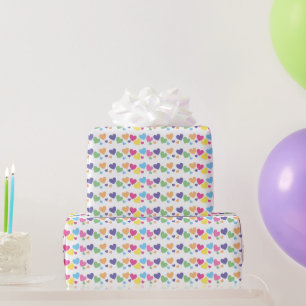 Papel De Presente Festa Corações Amor Arco-íris illusima