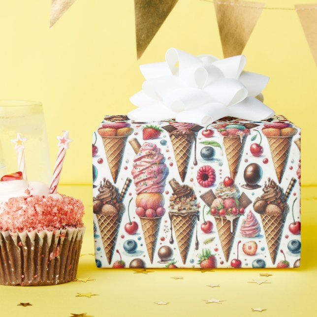 Papel De Presente Festa da Sorveteria (Festa de aniversário)