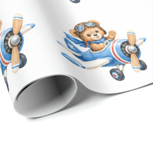 Papel De Presente Festa de 1º Aniversário de Um Piloto Feliz