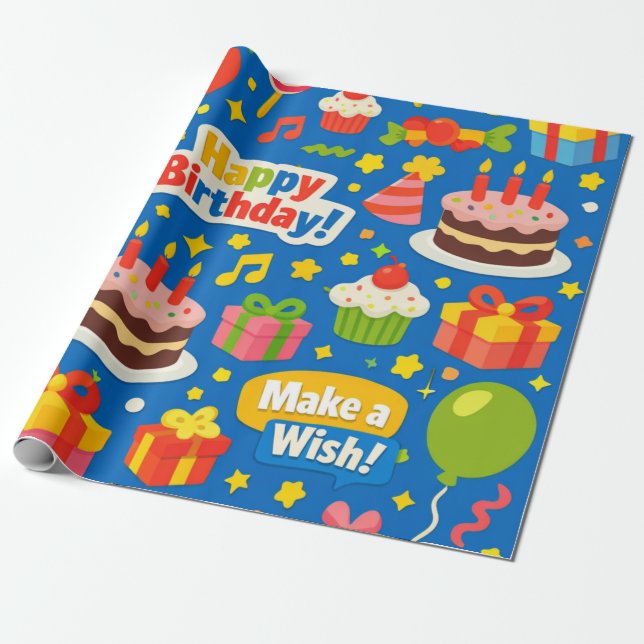 Papel De Presente Festa de Aniversário  (Desenrolado)