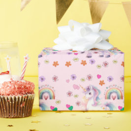 Papel De Presente Festa de aniversário Colorida das Flores do Arco-Í