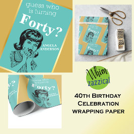 Papel De Presente Festa de aniversário de 40 anos 🎁 Mulher Retro