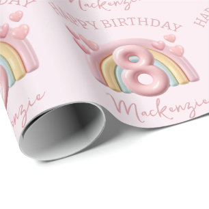 Papel De Presente Festa de Aniversário de 8 Anos Brilhante em 3D Arc