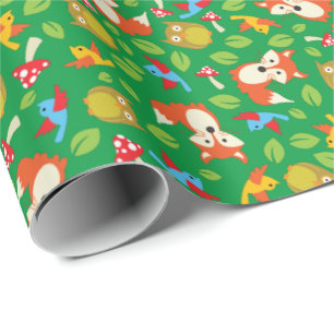 Papel De Presente Festa de aniversário de animais florestais