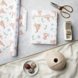 Papel De Presente Festa de Aniversário de Axolote Adorável em Aquare