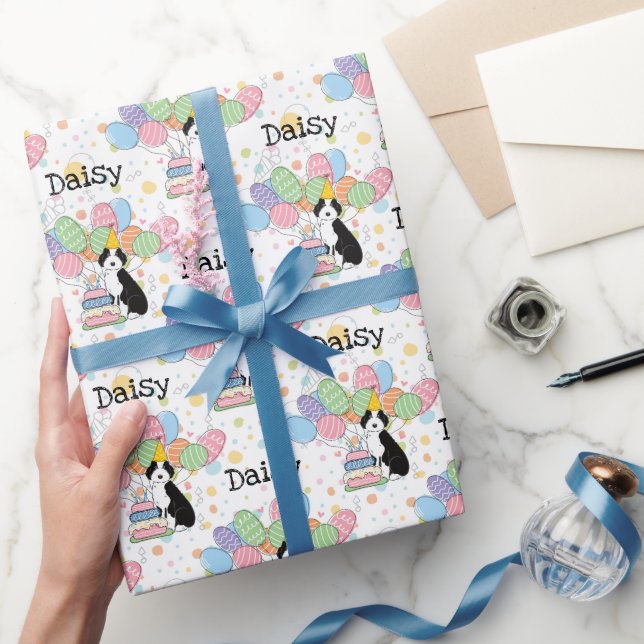 Papel De Presente Festa de aniversário de Cachorro Negro Tan Aussied (Presentear)