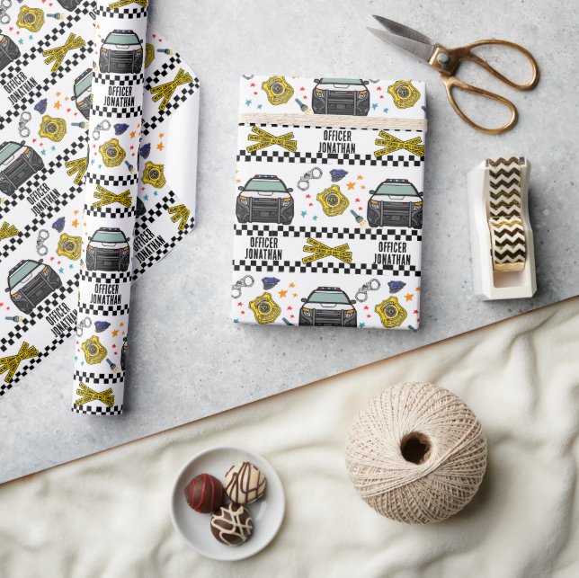 Papel De Presente Festa de aniversário de Carro da Polícia (Artesanato)