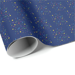 Papel De Presente Festa de Aniversário de Criança Confete Azul