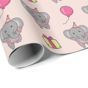 Papel De Presente Festa de Aniversário de criança de Elefante de Cor