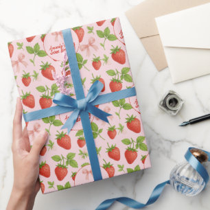Papel De Presente Festa de Aniversário de criança de Morango -