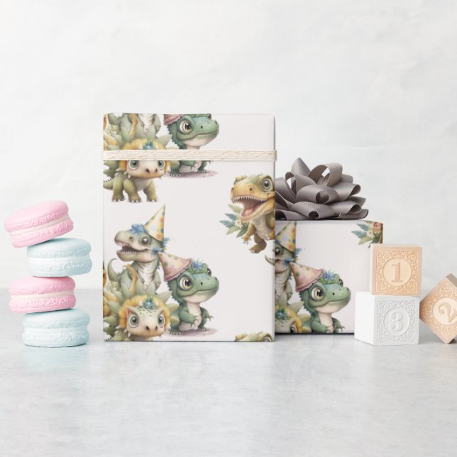 Papel De Presente Festa de aniversário de Dinossauro Selvagem Única (Chá de bebê)