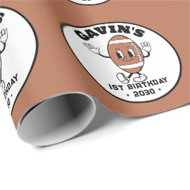 Papel De Presente Festa de aniversário de futebol de retrô-branco pe