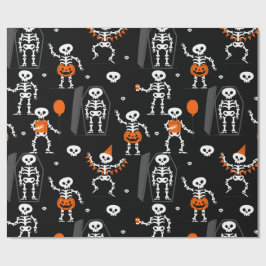 Papel De Presente festa de aniversário de halloween esqueleto caixão