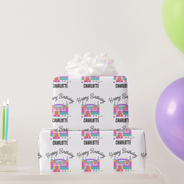 Papel De Presente Festa de aniversario de meninas do Castelo de Jump (Presentes para festas)