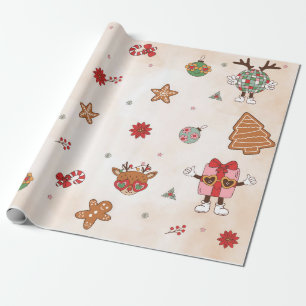 Papel De Presente Festa de aniversário de Natal retrógrada