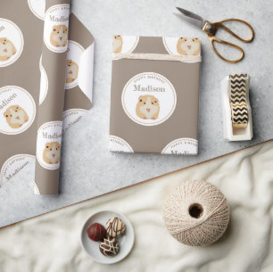 Papel De Presente Festa de aniversário de padrão de hamster de cor