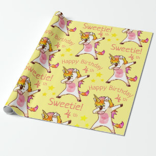 Papel De Presente Festa de Aniversário de Unicórnio Personalizada co