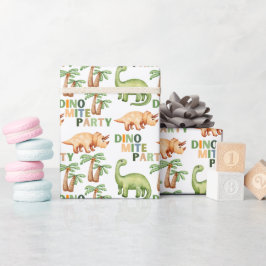 Papel De Presente Festa de aniversário Dino-mite