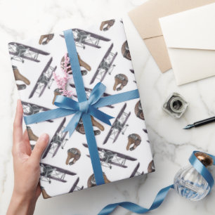 Papel De Presente Festa de aniversário do avião Vintage