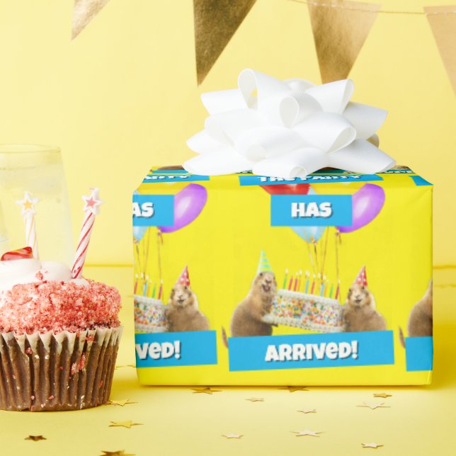 Papel De Presente Festa de Aniversário do Cão da Pradaria (Festa de aniversário)