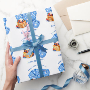 Papel De Presente Festa de Aniversário do Menino de Panquecas e Pija